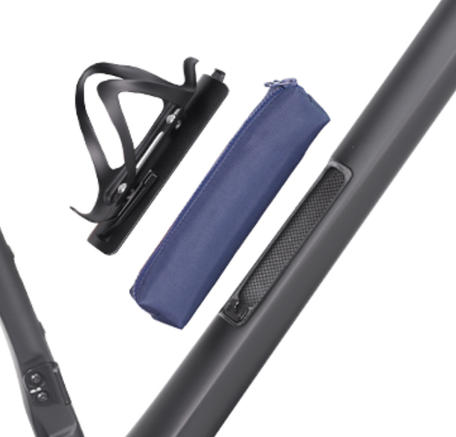 Integrated downtube storage system