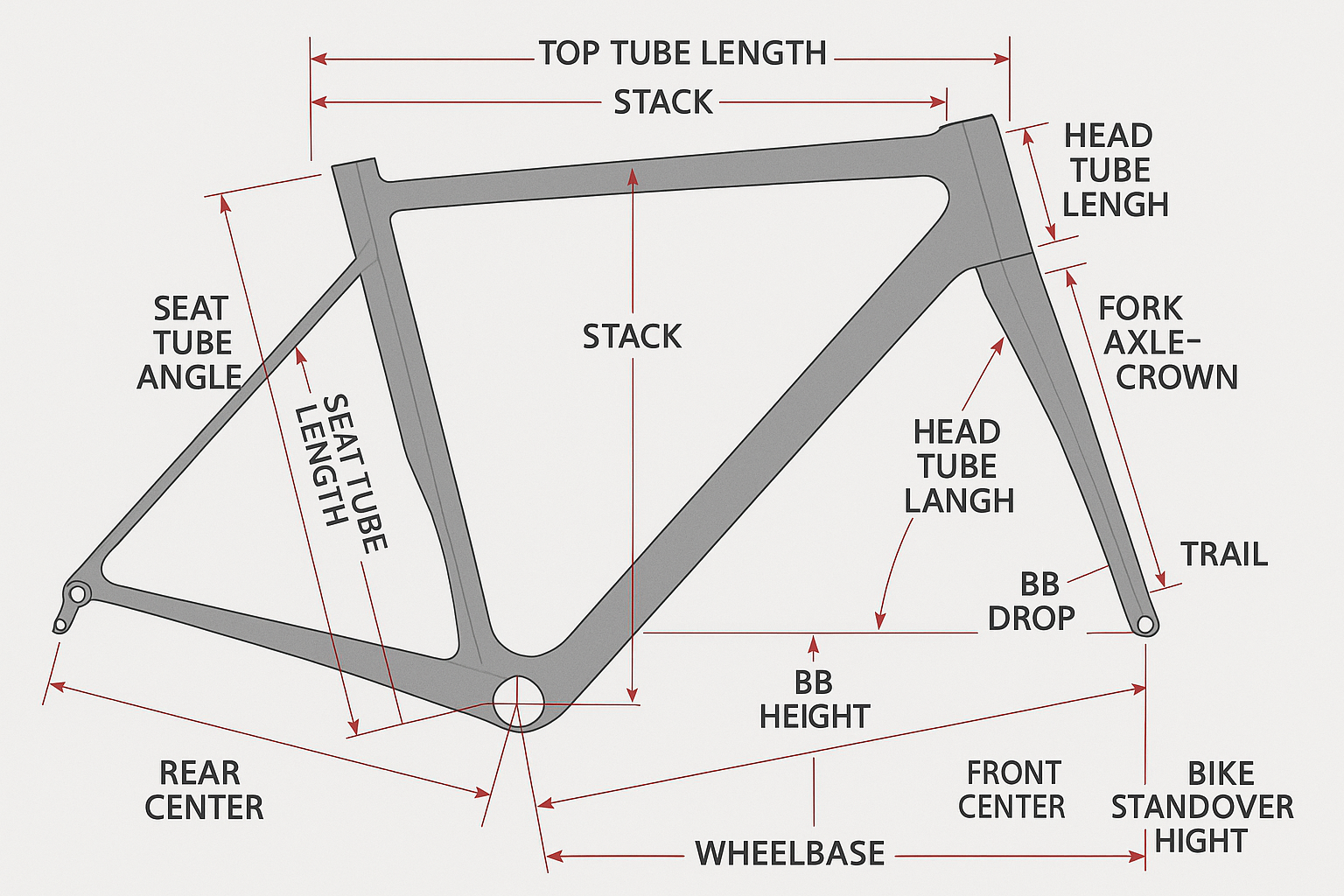 Bicycle frame geometry diagram showing measurements for size 520